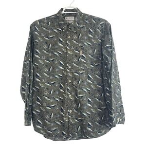 00643 Columbia Men LS Button Down Shirt Fish Tackle Angler Casual Outdoor Size L